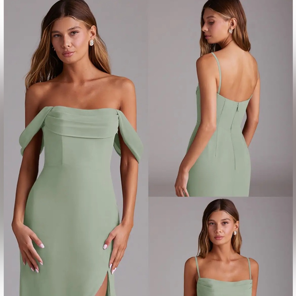 Azazie Bridesmaid Saige Dress Dusty Sage - New with tags!